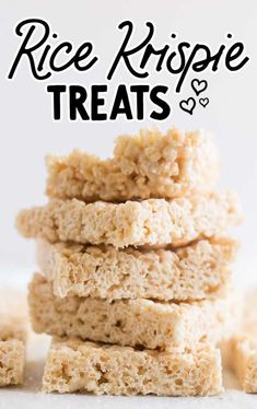 rice krispie treats stacked on top of each other with the words rice krispy treats above them