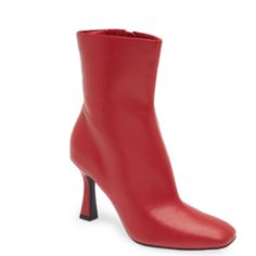 A Squared-Off Toe And Flare Heel Balance A Stylish Bootie That Will Complement Your Trendsetting Looks. Side Zip Closure With Elastic Gore Inset Synthetic Upper And Lining/Rubber Sole Red Round Toe Heeled Boots For Spring, Red Square Toe Heeled Boots For Party, Red Heeled Boots With Round Toe For Spring, Red Fitted Heeled Boots With Square Toe, Elegant Red Heeled Boots For Spring, Ankle-high Boots With Red Sole For Spring, Trendy Red Heeled Boots With Reinforced Heel, Red Square Toe Heeled Boots For Formal Occasions, Red Heels With Padded Heel For Fall