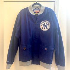 Mint Condition Classic Baseball Jacket Baseball Jacket, Mitchell & Ness, New York Yankees, Blue Gray, Mens Coats, Mint Condition, Blue Grey, Mens Jackets, Color Blue