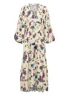 Billow Sleeve Maxi Dress in Ditsy Gardens