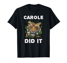 a black t - shirt with an image of a tiger on it