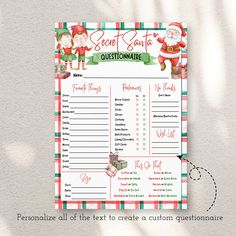 a printable santa's help list is shown