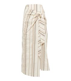 Striped cotton and linen skirt Summer Workwear Skirt With Vertical Stripes, Elegant Striped Linen Bottoms, Chic Summer Skirt With Vertical Stripes, Chic Cotton Skirt With Tie Waist, Chic Striped Cotton Skirt, White Vertical Stripes Skirt For Summer, Chic Striped Skirt For The Beach, White Vertical Striped Summer Skirt, Summer White Skirt With Vertical Stripes