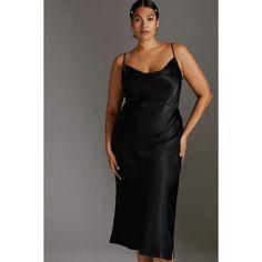 Premium Quality Anthropologie Plus Bias Slip Dress Black Size 2X BNWT RRP๏ฟฝ98, Women's Dresses Madeline Vionnet, Plus Size Slip Dress, Bias Slip Dress, Slip Dress Black, Dress Drape, Red Fits, 50 Fashion, Cowl Neck, Dress Black