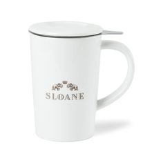 a white coffee mug with the name sloane on it