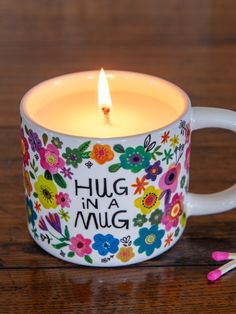 Hug In A Mug Candle-view 1 Sister Mug, Coffee Mug Candles, Cozy Mugs, Mug Candles, Hug In A Mug, Candle Surprise, Diy Keramik, Boho Candle, Candle Matches