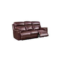 a brown leather reclining sofa on a white background