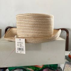 This 100%Paper Hat Was Handmade In Italy For Bloomingdale’s. The Neutral Colors Will Go With Everything You Own. This Hat Was A Gift, It’s Brand New, But I Just Noticed That It Needs 2-3 Stitches On The Brim. Honestly, I Don’t Think The Half Inch Loop Will Affect The Wear/Use In Anyway. Classic White Summer Top Hat, Curved Brim Top Hat For Spring Vacation, Classic Spring Top Hat For Casual Beach Outings, Classic Summer Top Hat For The Beach, Spring Vacation Top Hat With Curved Brim, Classic Top Hat For Beach Outings In Spring, Classic Summer Top Hat For Beach, Casual Top Hat With Short Brim For The Beach, Classic Summer Beach Top Hat