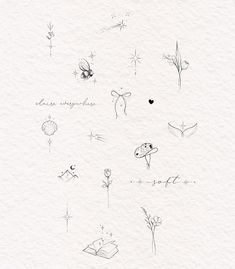 an ink drawing of flowers and other things on white paper with the words love is everywhere written in black ink