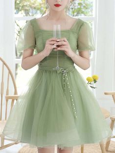 Summer Prom Tulle Evening Dress, Summer Tulle Evening Dress For Prom, Green Summer Evening Dress For Prom, Green A-line Evening Dress For Homecoming, Fitted Summer Evening Dress For Debutante Ball, Green Summer Evening Dress For Banquet, Green Homecoming Dress, Prom Dress Green, Green Homecoming Dresses