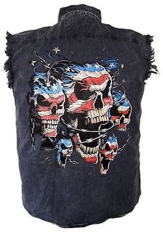 Trendy Fashion Mens Acid Washed Patriotic Skulls Denim Sleeveless Cutoff Biker Shirt , men clothing Biker Shirts, Fashion Mens, Look Plus, Charcoal Color, Men Clothing, Shirt Men, Denim Shirt, Cut Off, Casual Button Down Shirts