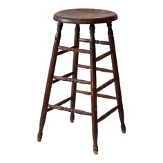 an old wooden stool on white background