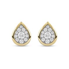 The perfect pair of diamond studs takes any look to a new level. Crafted in warm 10K gold, each teardrop-shaped earring sparkles with a composite of diamonds centered with a shimmering 1/10 ct. diamond. A polished frame lends elegance to the style. Radiant with 1/2 ct. t.w. of diamonds and a brilliant buffed luster, these post earrings secure comfortably with friction backs. Yellow Gold Teardrop Diamond Earrings, Diamond White Teardrop Diamond Earrings For Anniversary, Classic Yellow Gold Diamond Teardrop Earrings, Gold Teardrop Diamond Earrings With Vvs Clarity, Pear-shaped Yellow Gold Diamond Earrings With Accents, Pear-shaped Yellow Gold Diamond Earrings For Anniversary, Yellow Gold Diamond Teardrop Earrings, Yellow Gold Teardrop Cubic Zirconia Diamond Earrings, Diamond Teardrop Drop Earrings In Yellow Gold