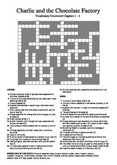 a crossword puzzle with the words charlie and the chocolate factory