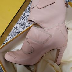 Super Cute Pink Fendi Boots. Still In Great Condition. Size 40. Fendi Ankle Boots, Luxury Pink Boots With Reinforced Heel, Fendi Pink Shoes, Fendi High Heels, Fendi Boots 2022, Pink Fendi, Fendi Boots, Fendi Shoes, Cute Pink