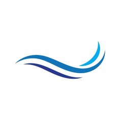 an abstract blue wave logo on a white background