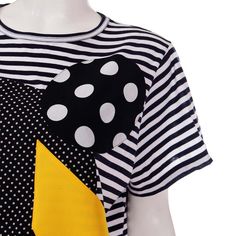 For Sale on 1stDibs - We love the Junya Watanabe designs for Comme des Garcons, and this colorful patchwork print cotton t-shirt dress would be such a fun addition to any summer Retro Patchwork T-shirt For Spring, Multicolor Patchwork T-shirt For Summer, Playful Cotton Patchwork Tops, Playful Patchwork Cotton Tops, Multicolor Graphic Print Cotton Dress, Multicolor Cotton Dress With Graphic Print, Yellow Patchwork T-shirt For Spring, Multicolor Patchwork Short Sleeve T-shirt, Playful Patchwork Crew Neck Top