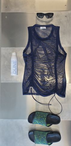 Pull-on mesh tank with two front bungee cords with adjustable toggles for gathering. Info & Care 92% Nylon, 8% Spandex Dry Clean Only Made in New York Size & Fit Model is 5'10" and wearing a size S Returns & Exchanges Returns available on all full priced merchandise in unworn condition, with original packaging within 14 days of receipt. Exchanges or store credit available on all full priced merchandise in unworn condition, with original packaging within 30 days of receipt. All discounted merchan Bungee Cords, Jumpsuit Skirt, Pant Jumpsuit, Fitness Models, Lookbook, Knitwear, Dry Clean, Mesh, Spandex