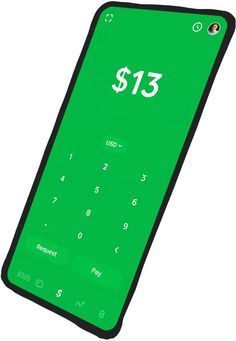 a green cell phone with $ 13 on it