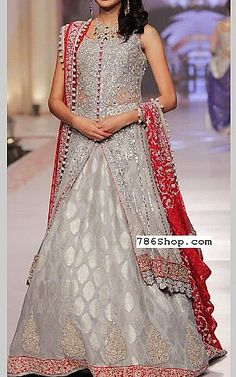 Grey/Red Chiffon Suit | Buy Pakistani Fashion Dresses and Clothing Online in USA, UK Silk Suit Pakistani, Pakistani Dresses Online Shopping, Grey Embroidery, Hand Embellishment, Chiffon Suit, Pakistani Party Wear Dresses, Suit Pakistani, Red Bridal Dress, Pakistani Formal Dresses