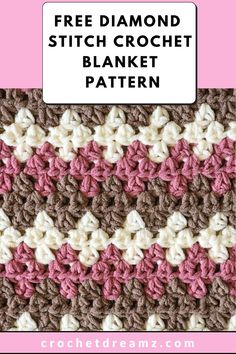 a crocheted blanket with the text free diamond stitch crochet blanket pattern