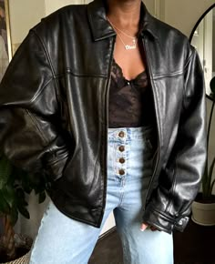 vintage leather bomber – OLUCHI VINTAGE School Looks, 가을 패션