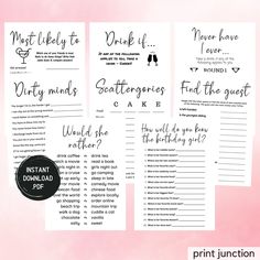 the printable wedding game is shown here