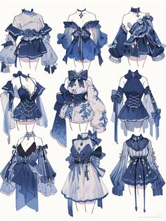 some very pretty clothes that are in different styles and colors, all with bows on them