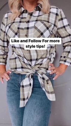 Tuck In Flannel Shirt, Tying A Flannel Shirt, How To Tie Flannel Around Waist, How To Style Button Up Shirts, Flannel Shirt Tied Around Waist Outfits, How To Tie A Flannel, Tie Flannel Shirt, Style A Flannel Shirt, How To Style A Flannel Shirt