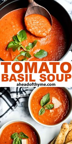 this tomato basil soup is so good and it's ready to be eaten