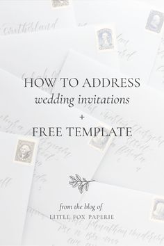 the cover of how to address wedding infos and free template from the blog of little fox paperie