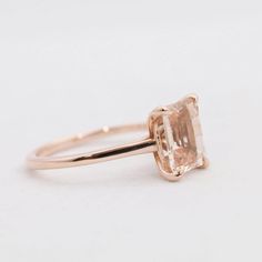 Scarlet – Olive Avenue Jewelry Elegant Radiant Cut Morganite Rings, Elegant Morganite Radiant Cut Rings, Timeless Rose Gold Morganite Jewelry, Classic Rose Gold Baguette Cut Jewelry, Timeless Morganite Rose Gold Jewelry, Elegant Radiant Cut Morganite Jewelry, Radiant Cut Morganite Wedding Jewelry, Rose Gold Baguette Cut Solitaire Jewelry, Morganite Radiant Cut Jewelry For Anniversary