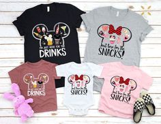 Family Matching Graphic Print Tops For Disney Fan Events, Family Matching Graphic T-shirt For Disney Trips, Family Matching Tops With Cartoon Print For Disney Trips, Family Matching Graphic T-shirt For Disney Fan Events, Family Matching Crew Neck Tops For Disney Trips, Black Family Matching T-shirt For Disney Trips, Family Matching Black Tops For Disney Trips, Family Matching Mickey Mouse Crew Neck T-shirt, Fun Letter Print T-shirt For Disney Trips