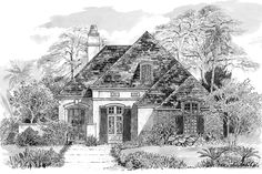 this is an artist's rendering of the front elevation of these european house plans