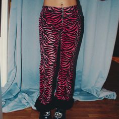 Zebra Pants Zebra Print Jeans, Zebra Outfit, Zebra Print Pants, Zebra Pants, Zebra Pant, Pink Zebra Print, Hair Earrings, Print Pant, Crochet Vintage