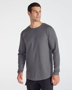 Our iconic Drop-Cut Long Sleeve, now crafted from thermal fabric, delivers lightweight warmth with a waffle finish. Ideal for casual wear from workdays to weekends, this tee is the ultimate all-weather base layer. Thermal Fabric, Base Layer, Heather Grey, Waffles, Casual Wear, Long Sleeve Shirts, Forest, Long Sleeve, Fabric