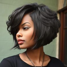 Black Women Short Haircuts, Women Short Hairstyles, Sleek Short Hair, Hairstyles Trending, Black Bob Hairstyles, Black Women Short Hairstyles, Weave Hair, Short Human Hair Wigs, Short Sassy Hair