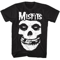 Misfits Men's T-Shirt by American Classics If you like Horror Punk there is a good chance you love The Misfits. The band made use of horror film and science fiction themes through makeup, clothing, artwork, and lyrics drawn from B movies from the 1950s. Musically The Misfits are often recognized as originators of the horror punk and psychobilly subgenres and have drawn from punk rock, heavy metal, and 1950s rock 'n roll and rockabilly to create their style. They are considered icons in punk musi Clothing Artwork, Logo Punk, Misfits Logo, Misfits Shirt, Misfits Skull, Camisa Rock, Logo Outline, Classic Punk, Horror Punk