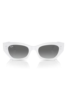 Retro but clearly contemporary, these standout sunglasses will embolden your everyday looks with their fresh geometric shape. 52mm lens width; 22mm bridge width; 145mm temple length 100% UV protection Plastic Imported Contemporary Cat Eye Sunglasses With Uv Protection, Modern Cat Eye Sunglasses With Uv Protection, Modern Optic White Shield Sunglasses With Tinted Lenses, Modern Optic White Cat Eye Sunglasses With Tinted Lenses, Classic Optic White Cat Eye Sunglasses With Tinted Lenses, Classic Cat Eye Sunglasses In Optic White, Modern Cat Eye Sunglasses In Optic White, Modern Optic White Sunglasses With Tinted Lenses, Contemporary Cat Eye Sunglasses With Polarized Lenses