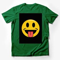 Smiley Face T-Shirt with Tongue Out, Funny Emoji Graphic Tee, Unisex Casual Wear Male T-Shirt Custom graphic T-Shirt.Customize your color Funny Green Tops With Letter Print, Funny Green Top With Letter Print, Fun Green Crew Neck Top, Green Short Sleeve Shirt With Logo Print, Green Short Sleeve Top With Funny Print, Fun Short Sleeve T-shirt With Logo Print, Funny Green Crew Neck Shirt, Funny Green Short Sleeve Shirt, Green Funny Print Graphic Tee