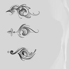 three different types of tattoos with swirls and leaves on the back of their arms