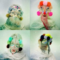 four different types of clowns with hair and makeup