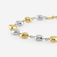 Plain Gold Heart Two-Tone Link Bracelet 14K Two-Tone White & Yellow Gold Gold Heart, Heart Of Gold, Link Bracelets, Yellow White, Two Tone, Yellow Gold, Bracelet, Yellow, Gold