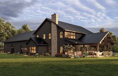 this is an artist's rendering of a house in the country style with stone and shingles