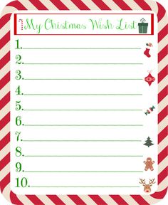 a christmas wish list with santa's sleigh and reindeers on it