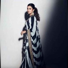 New/ Unused Black And White Saree, Ethnic Saree, Drape Sarees, Sequence Saree, Parineeti Chopra, White Saree, Ready To Wear Saree, Indian Outfit, Saree Look