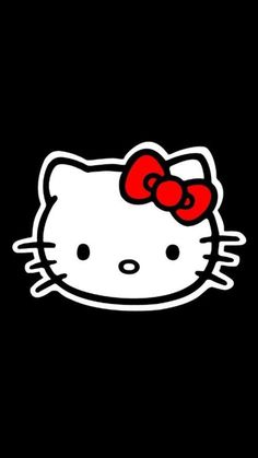 an image of a hello kitty wallpaper with red bow on it's head