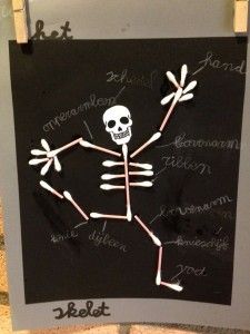 the skeleton is made out of sticks and paper machs with words written on it