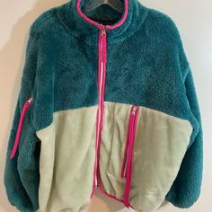 Nwt Ugg Women’s Marlene Sherpa Jacket, Size Us X-Small. Color Is Teal, Mint, Fuchsia. Cozy Fit Spring Outerwear For Streetwear, Green Fleece Outerwear For Winter, Green Comfortable Winter Outerwear, Trendy Fleece Jacket For Cold Weather, Trendy Spring Fleece Jacket For Cold Weather, Green Fleece Outerwear For Spring, Spring Streetwear Outerwear With Cozy Fit, Green Fleece Jacket For Winter, Casual Pink Fleece Jacket For Spring