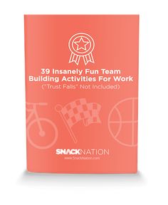 an orange book with white writing on it and a red cover that says 39 insannely fun team building activities for work